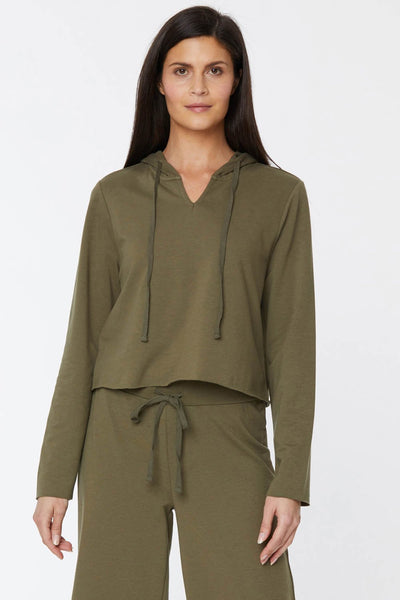 NYDJ Womens Cropped Pullover Hoodie