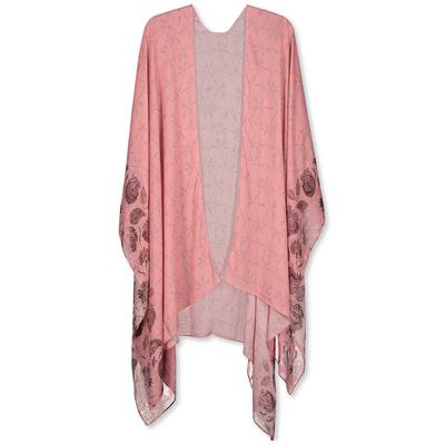 Rebecca Minkoff Womens Sweater One Shibori Paisley Ruana Wrap Pink One Size