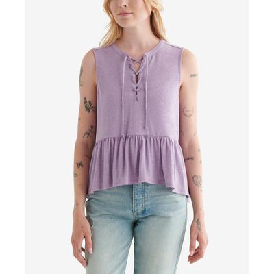 Lucky Brand Lace-Up Peplum-Hem Top, Size XXL