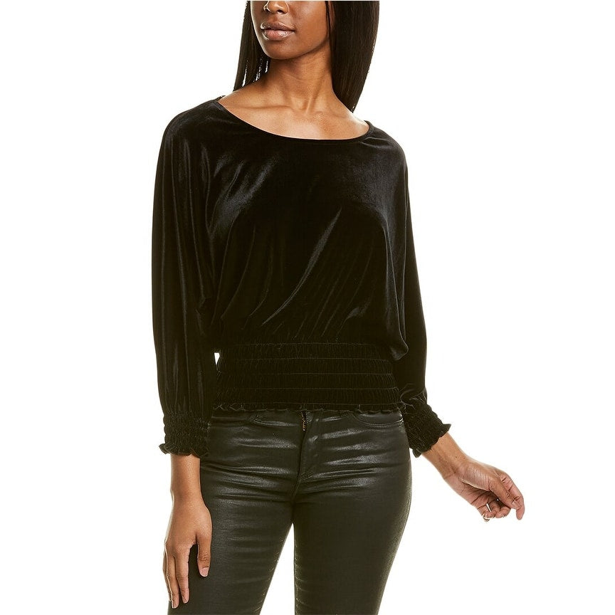 Vince Camuto Smocked-Hem Velour Blouse