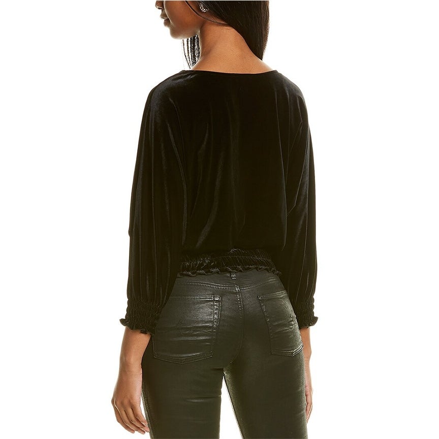 Vince Camuto Smocked-Hem Velour Blouse