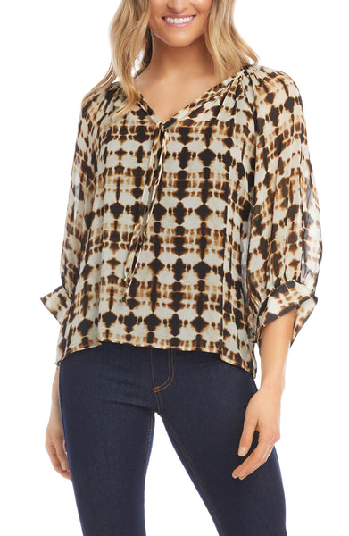 Karen Kane Shibori Peasant Blouse