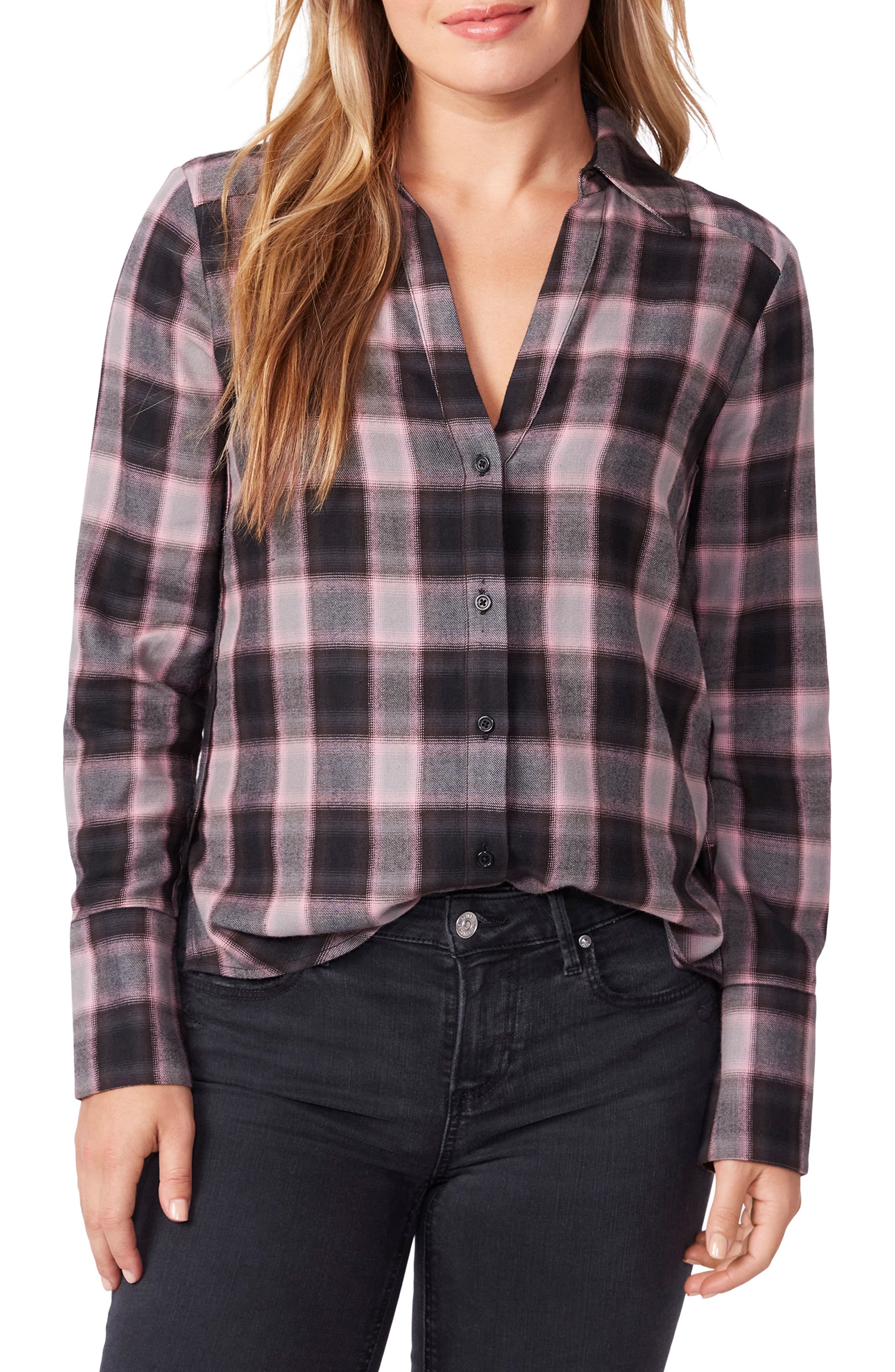 Paige Womens Davlyn Classic Oversized Boyfriend Plaid Button Up Shirt, Medium