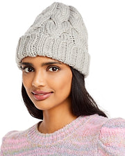 Aqua Fisherman Cable Knit Hat, Gray, One Size