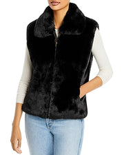 Surell Womens Faux Fur Vest, Black, Size Medium