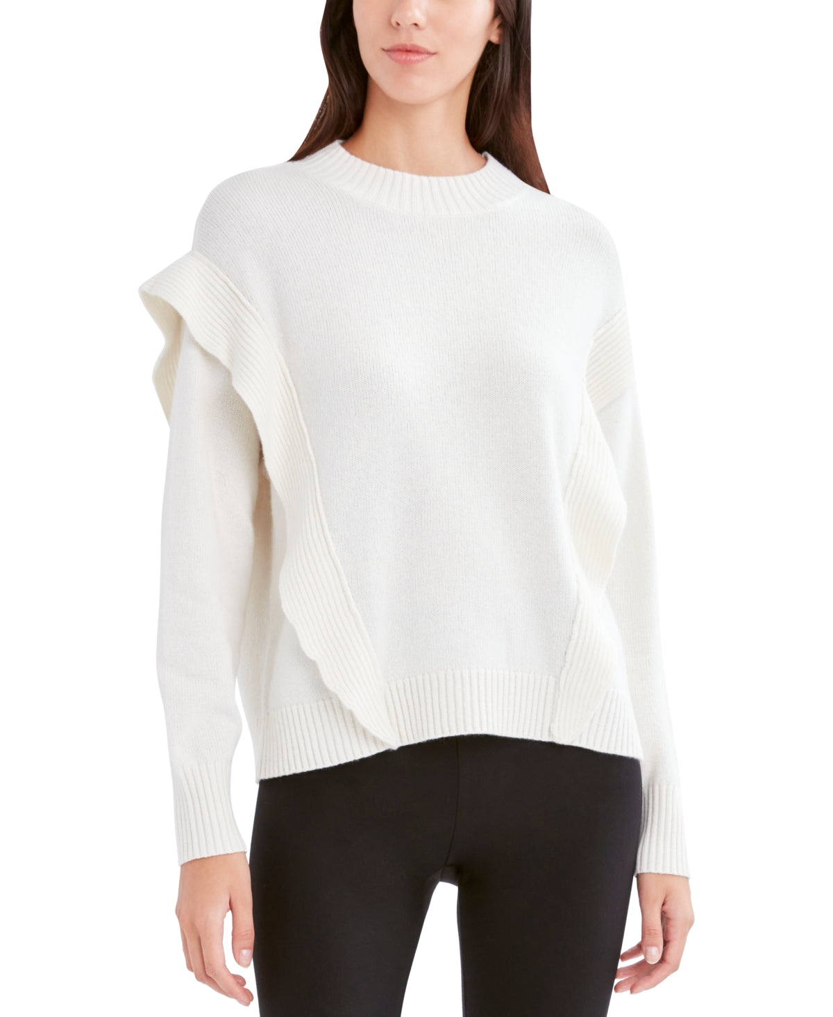 Bcbgmaxazria Flounce Trim Sweater – Gardenia