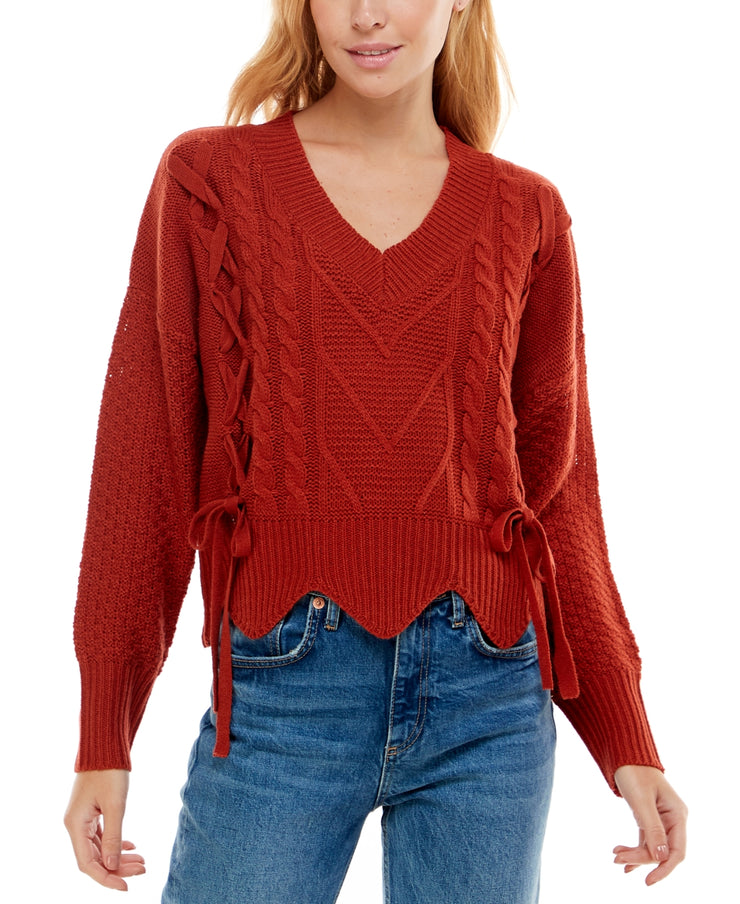 Ultra Flirt Juniors Mixed Cable-Knit Sweater, Choose Sz/Color