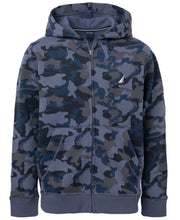 Nautica Big Boys Full Zip Camo Print Fleece Hoodie – Blue Camo, Size Medium