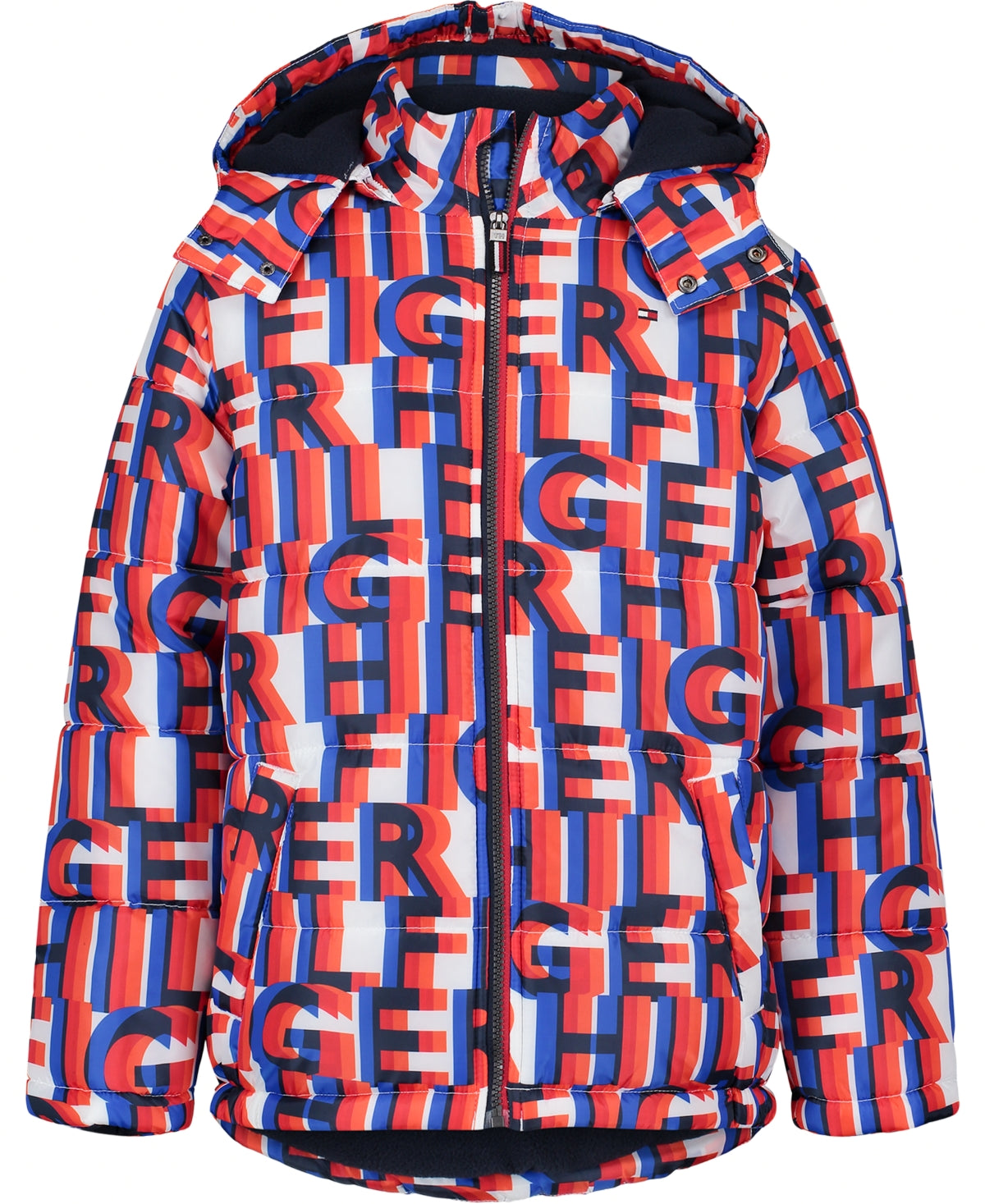 Tommy Hilfiger Boy’s Big Kids’ Hooded Logo Puffer Bright White – L