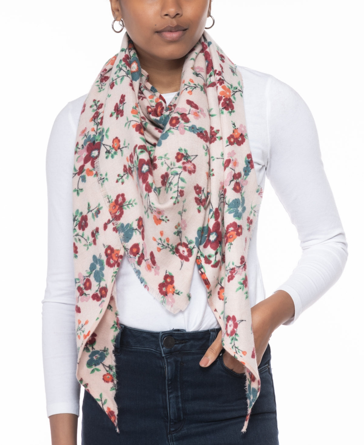 Inc International Concepts Floral-Print Triangle Scarf