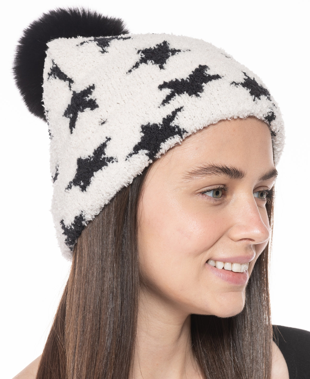 Jenni Fuzzy Jacquard Pom Pom Beanie