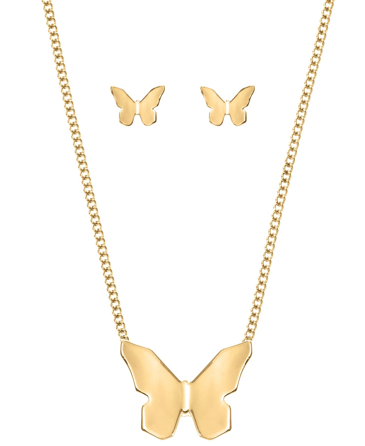 Alfani Butterfly Pendant Necklace and Stud Earrings Set, Os/Gold