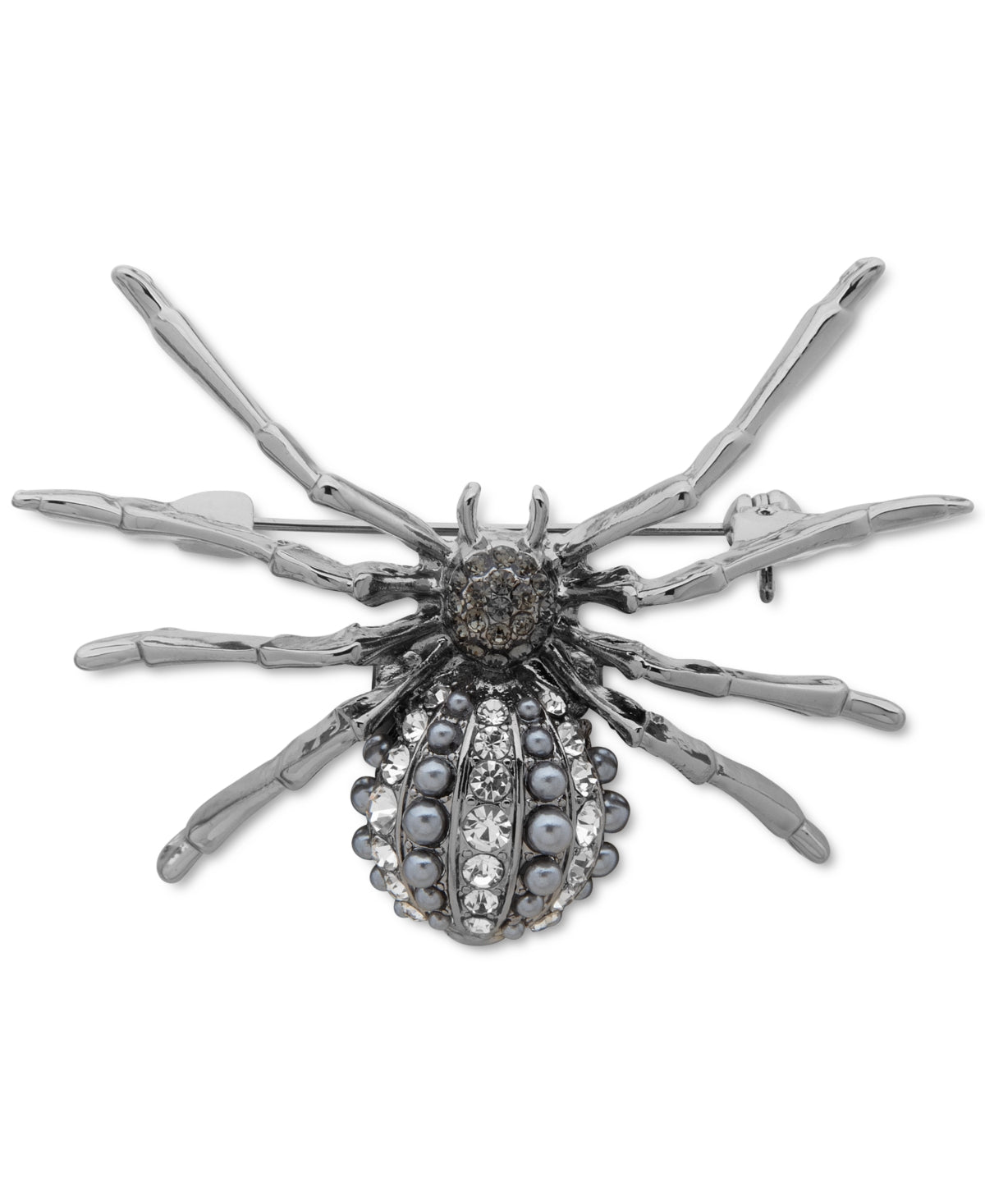 Anne Klein Hematite-Tone Pave & Imitation Pearl Spider Pin – Hematite