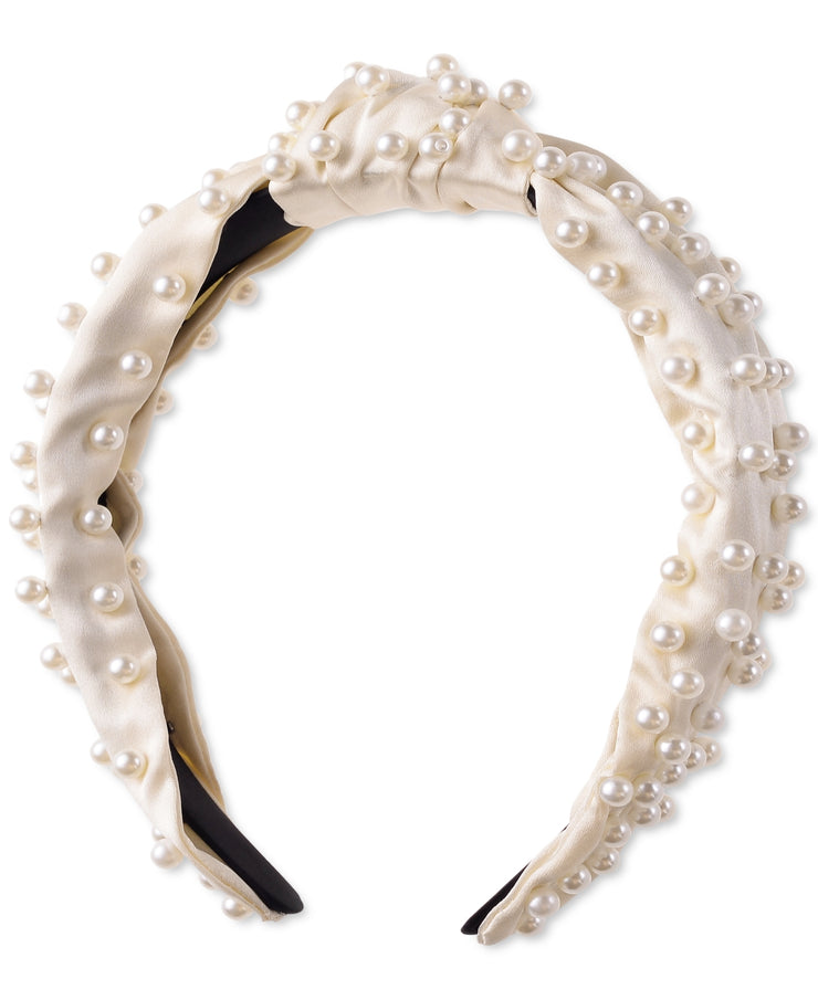 Inc International Concepts Imitation Pearl-Studded Knotted Headband