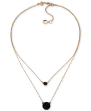DKNY Two-Tone Pave Disc Layered Pendant Necklace, 18 + 1-1/2 Extender – Black