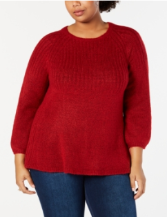 Style & Co. Womens Plus Knit Crew Neck Pullover Sweater