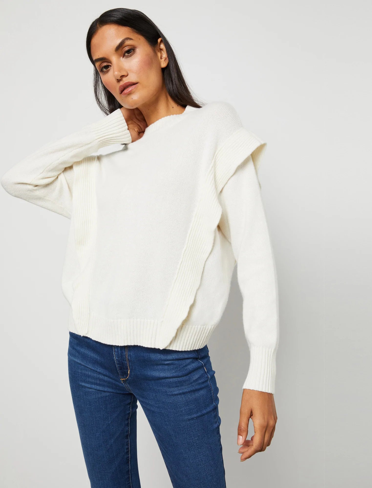 Bcbgmaxazria Flounce Trim Sweater – Gardenia