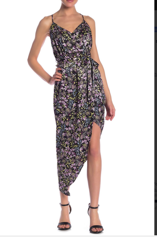 Material Girl Juniors Printed Asymmetrical Satin Dress