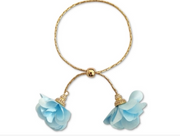 Inc International Concepts Imitation Pearl and Fabric Flower Bolo Bracelet