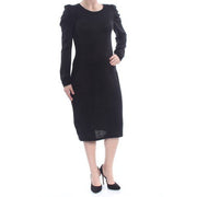Calvin Klein Women's Puff Sleeve Sheath Sweater Dress, Black, Size Small