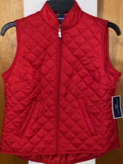 Karen Scott Petite Cable-Pattern Vest, Red, Size Large