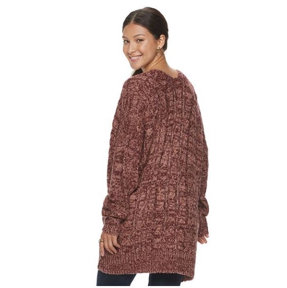 American Rag Juniors Drop Shoulder Cable Cardigan, Size Small