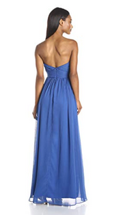 Minuet Womens Strapless Pleated Gown Royal Blue, Size Large