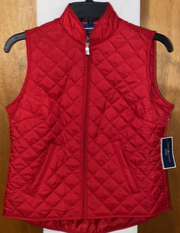 Karen Scott Petite Cable-Pattern Vest, Red, Size Large