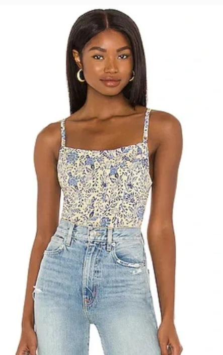 Free People Back on Track Printed Cropped Cami Top