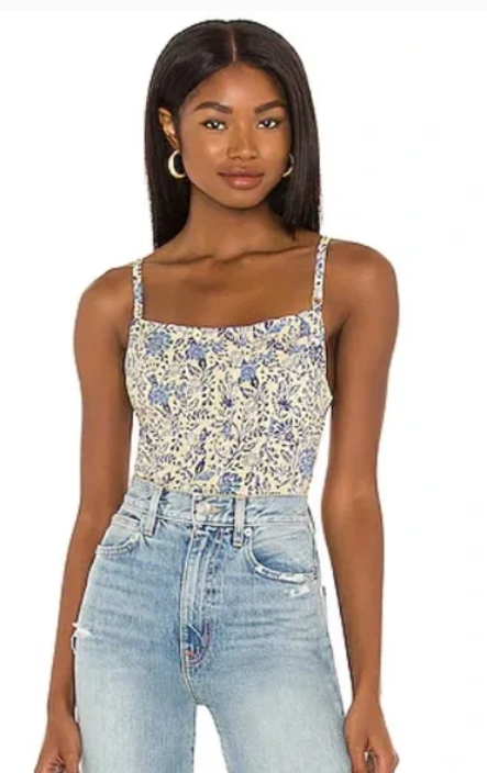 Free People Back on Track Printed Cropped Cami Top, Various Sizes