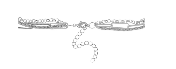 And Now This Triple Row 16 Chain Necklace in Silver Plate