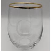 4 Ct Cathys Concepts Personalized Gold Rim Stemless Wine Glasses