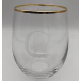4 Cathys Concepts Personalized Gold Rim Stemless Wine Glasses