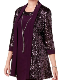 R&M Richards Womens Metallic Sequined Blazer, Size 8