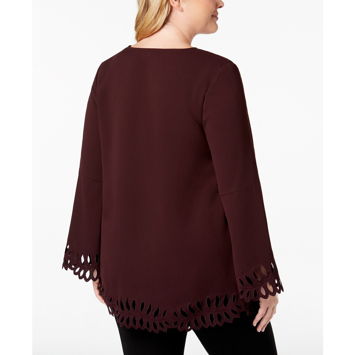 Alfani Plus Size Cutout Poet-Sleeve Blouse, Size OX