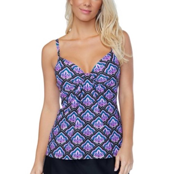 Island Escape Waterfall Gardens Printed Underwire Tankini Top