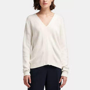 DKNY Women's White Cotton Lace-Up Sweater Size Medium.