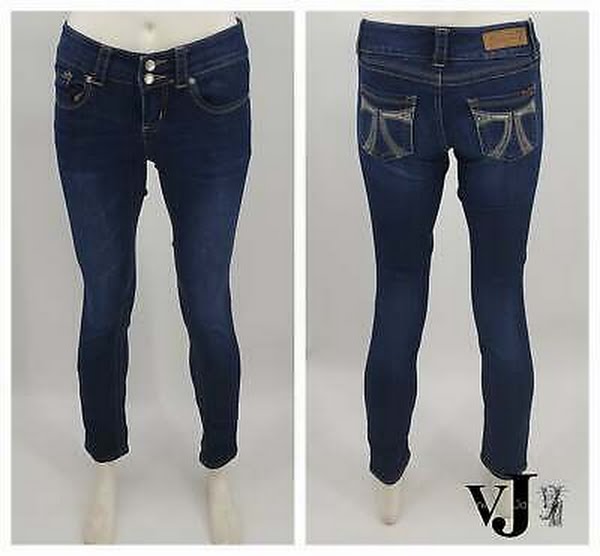 Seven7 DARK Blue Skinny Jeans Decorative Pocket Womens Size 2