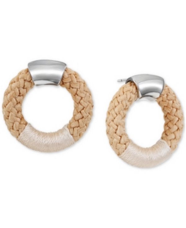 Alfani Silver-Tone Braided Rope Doorknocker Drop Earrings