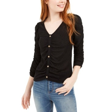 Crave Fame Juniors Ruched Textured Top