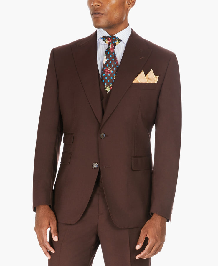Tayion Collection Mens Classic-Fit Solid Brown Suit Separate Jacket, Size 44L