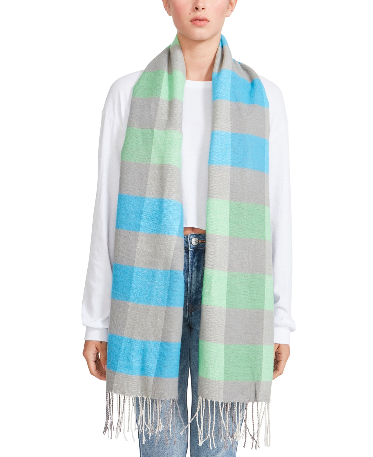 Steve Madden Colorblocked Buffalo Check Blanket Scarf