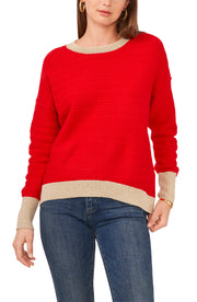 Vince Camuto Colorblocked-Trim Sweater, Size Medium