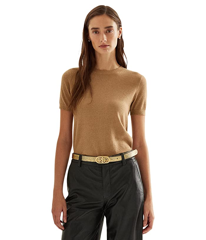 Lauren Ralph Lauren Metallic Cotton-Modal Sweater, Size Small