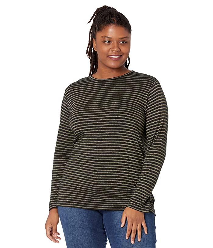 Lauren Ralph Lauren Plus-Size Metallic Striped Jersey Top -Size 3X