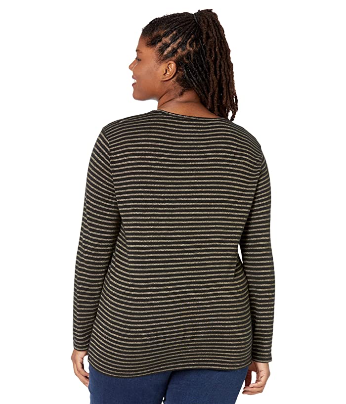 Lauren Ralph Lauren Plus-Size Metallic Striped Jersey Top -Size 3X