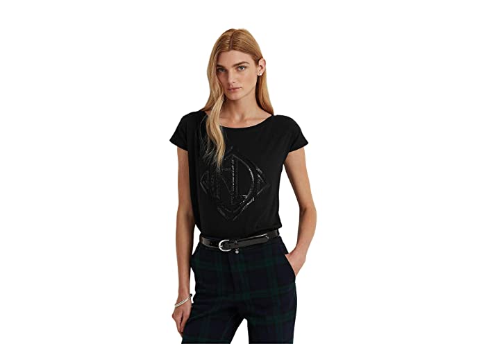 Lauren Ralph Lauren Sequined Art Deco Cotton-Blend Tee