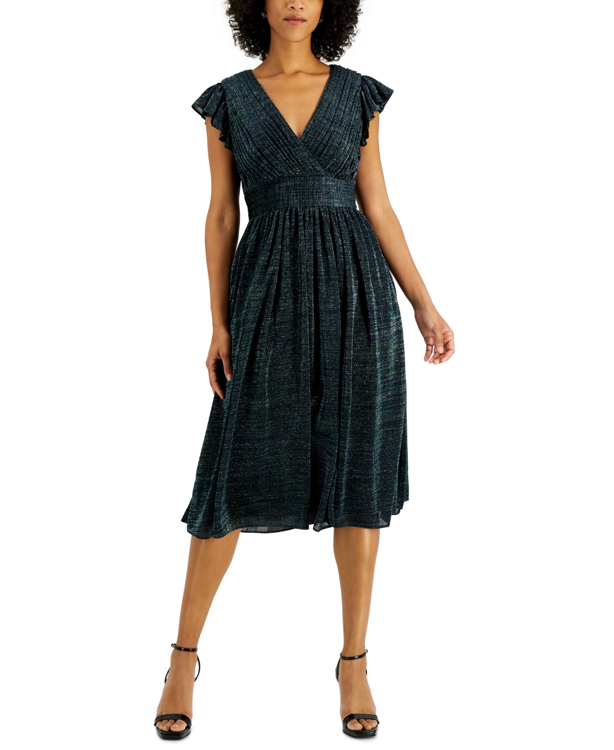 Aidan by Aidan Mattox V-Neck Gathered Midi Dress, Size 12