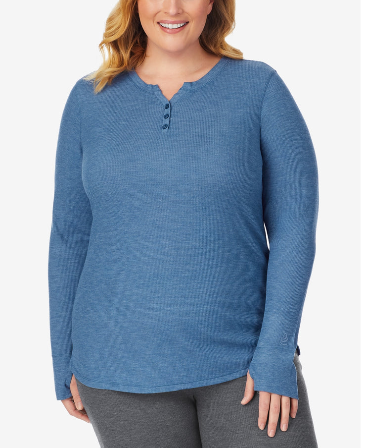 Cuddl Duds Plus Size Stretch Thermal Henley Top, Size 1X