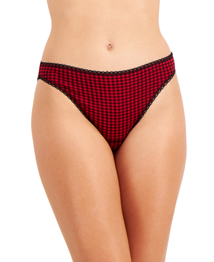 Charter Club Everyday Cotton Womens Lace-Trim Thong